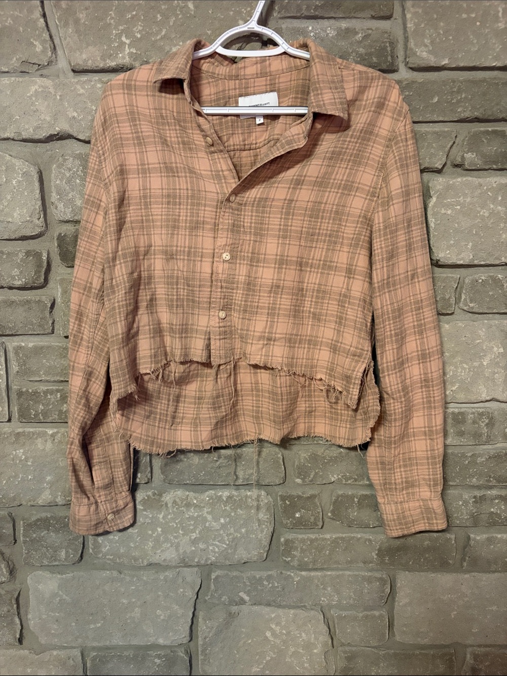 Current Elliot Women's Cropped Plaid Button-Up Shirt Size 2